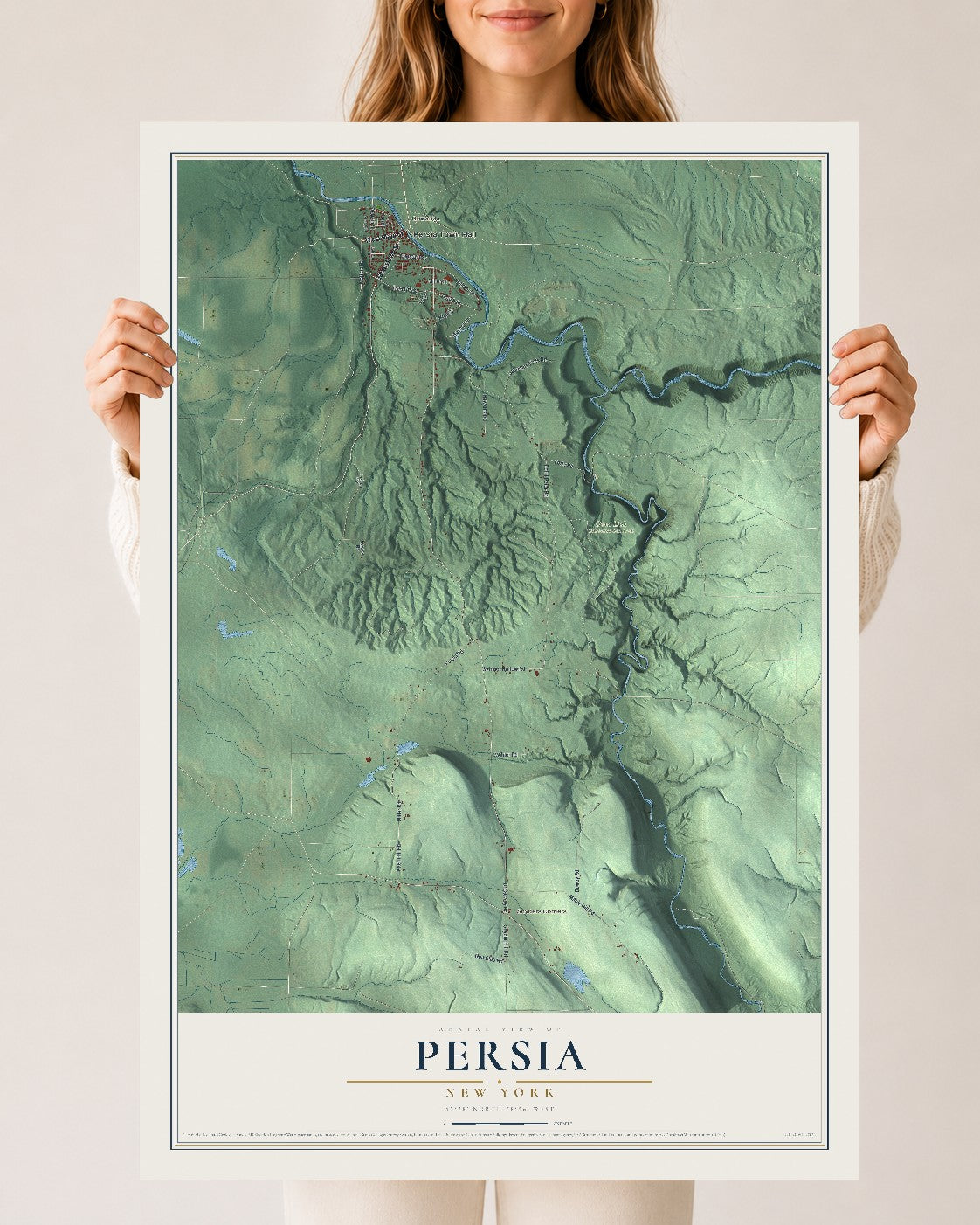 Persia, New York map print, 24" x 36" Archival Matte Print mockup