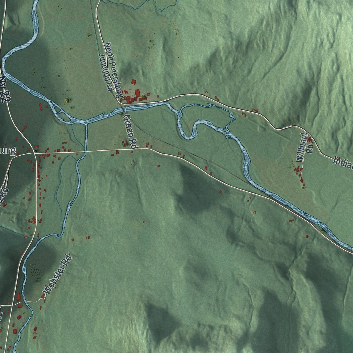 Second close-up of the map of Petersburgh, New York print showing more streets and buildings