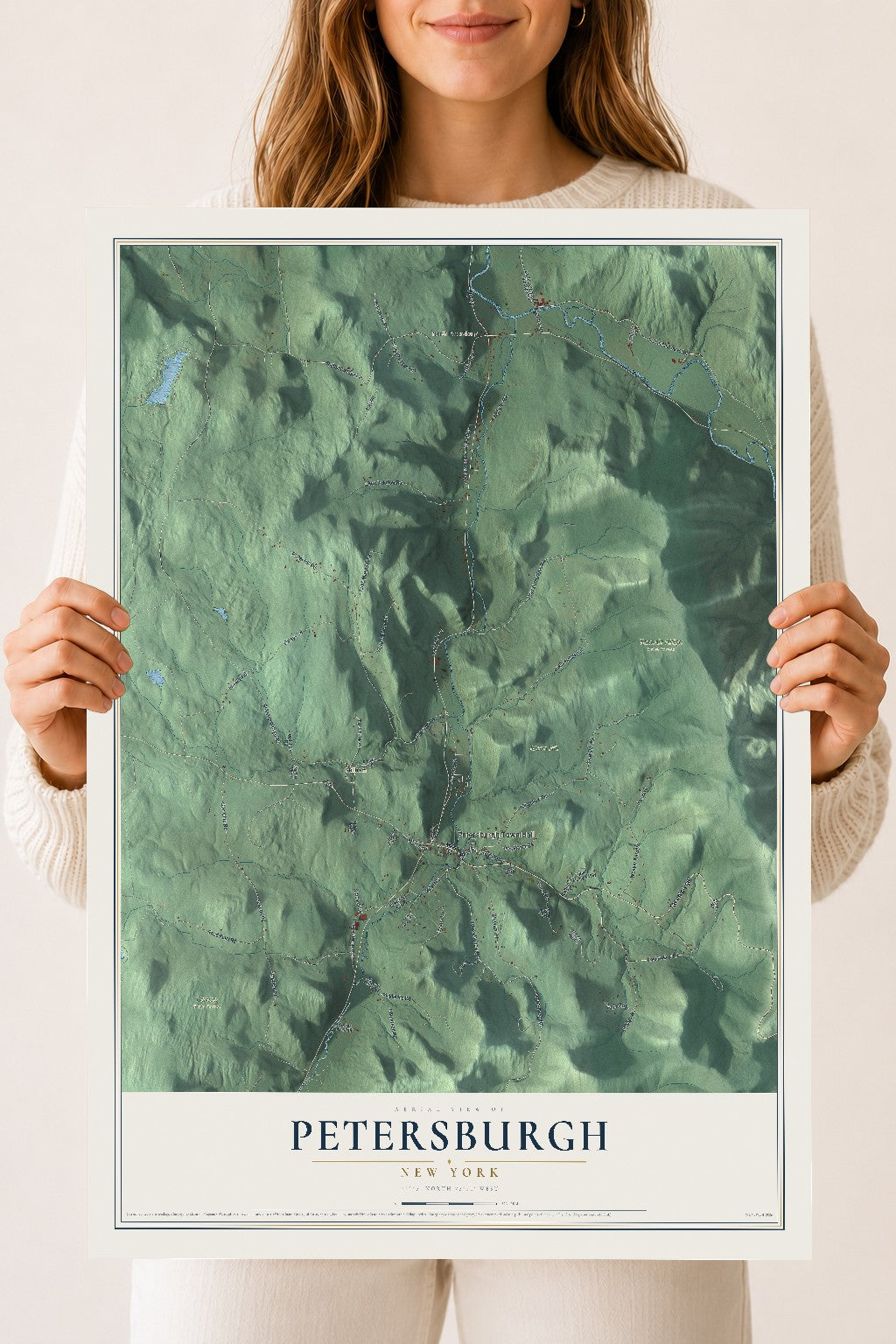 Map of Petersburgh, New York, 18 x 24 inch unframed archival matte print