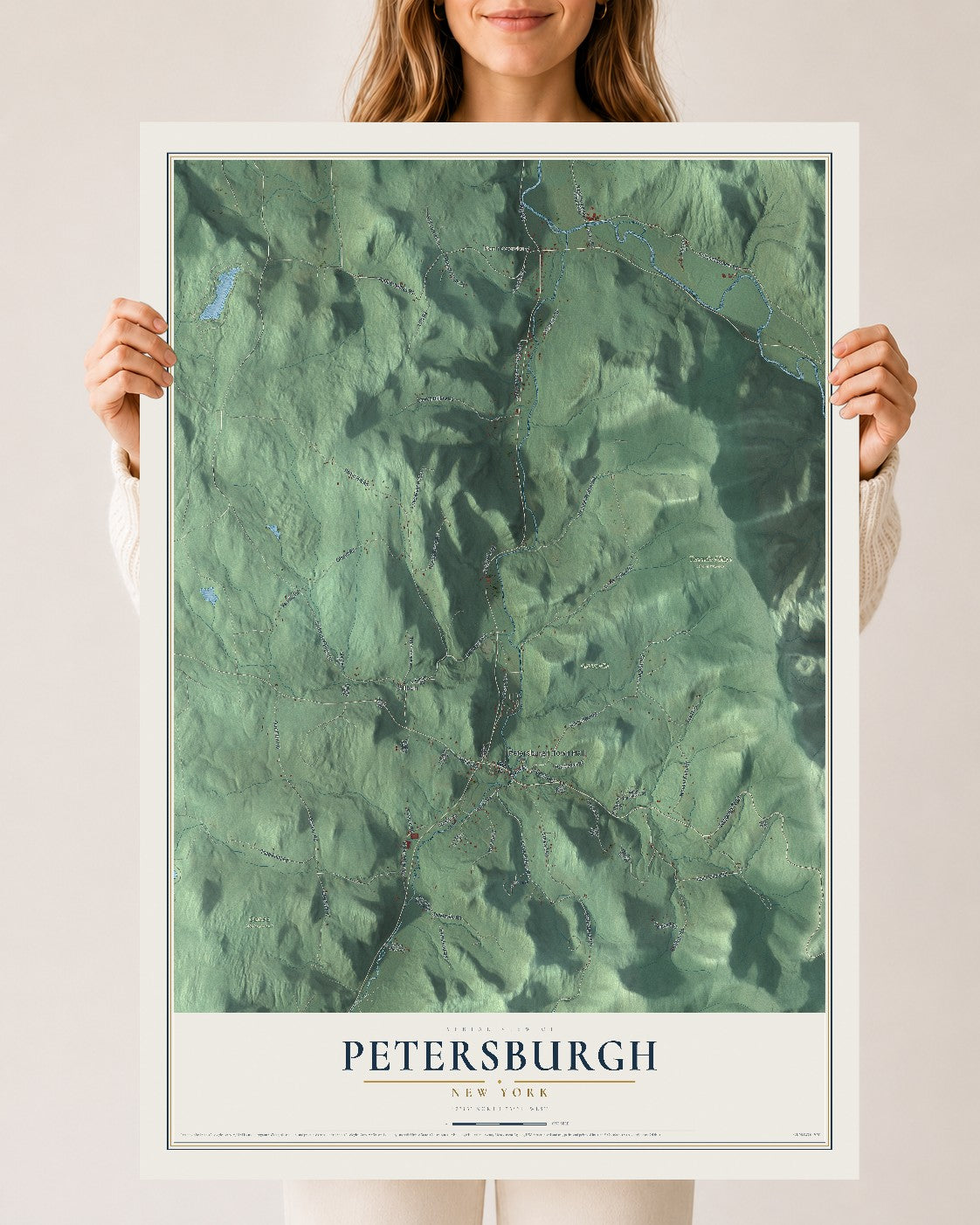 Map of Petersburgh, New York, 24 x 36 inch unframed archival matte print