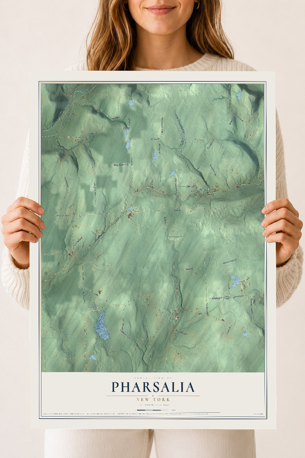 Pharsalia, New York map print, 18" x 24" Archival Matte Print mockup