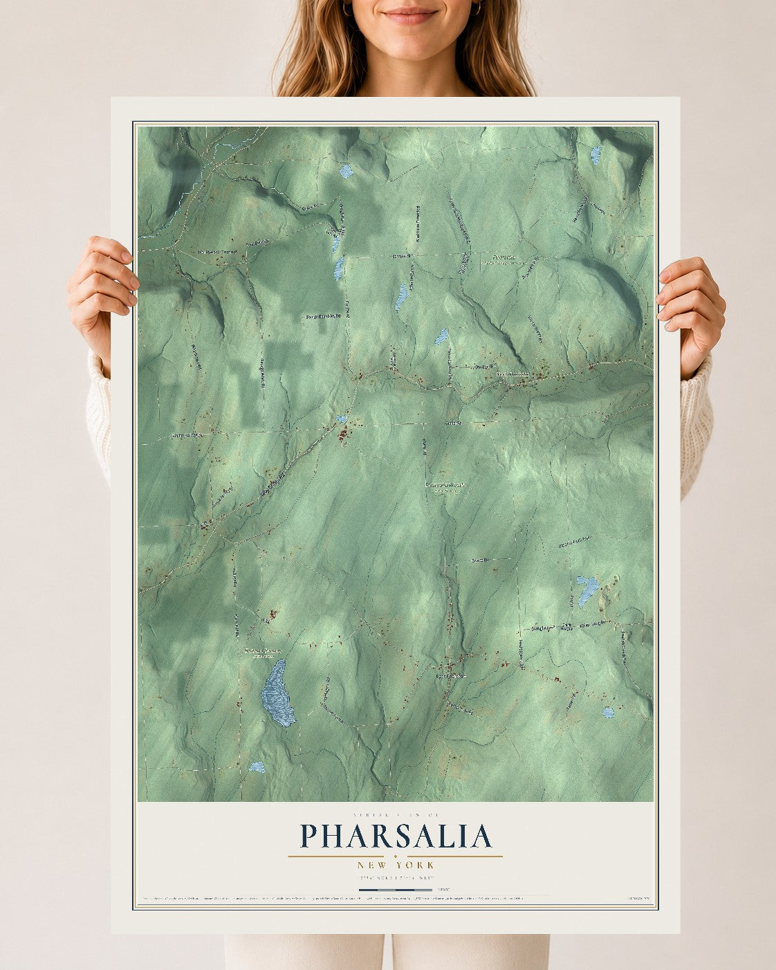 Pharsalia, New York map print, 24" x 36" Archival Matte Print mockup
