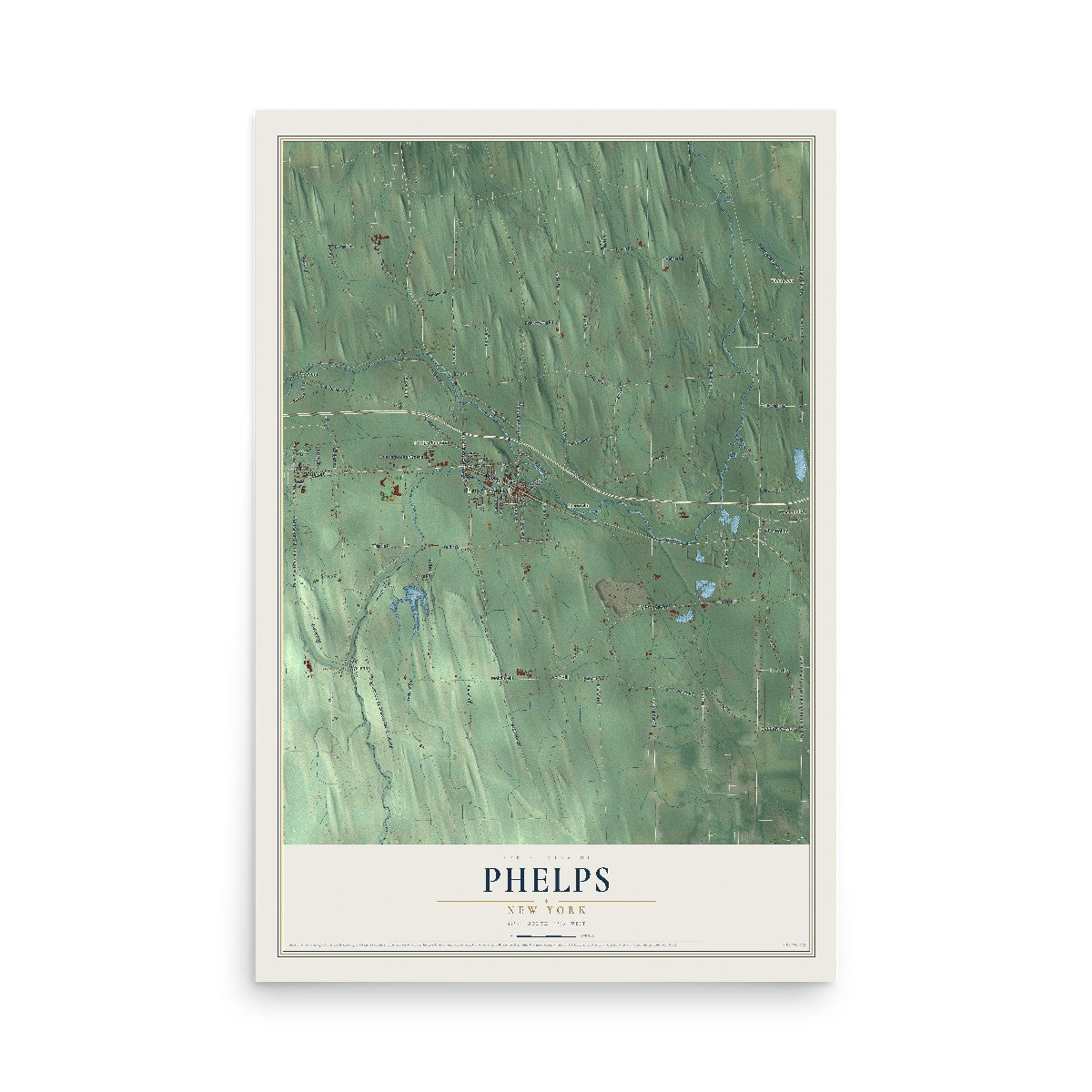 Phelps, New York map print, 12" x 18" Archival Matte Print mockup