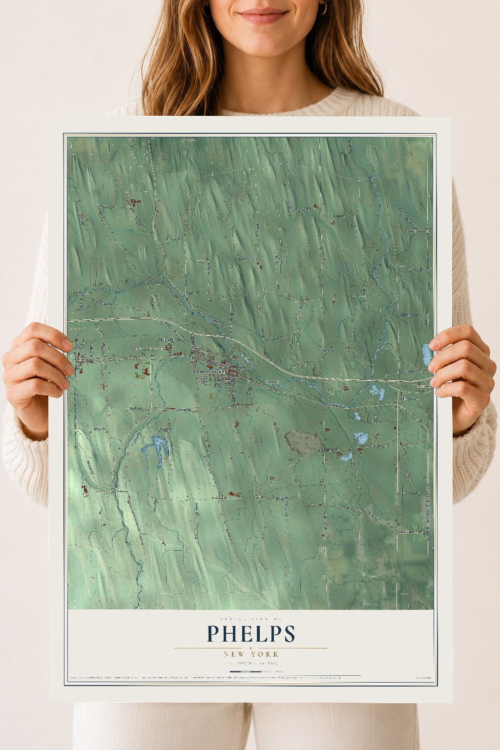 Phelps, New York map print, 18" x 24" Archival Matte Print mockup
