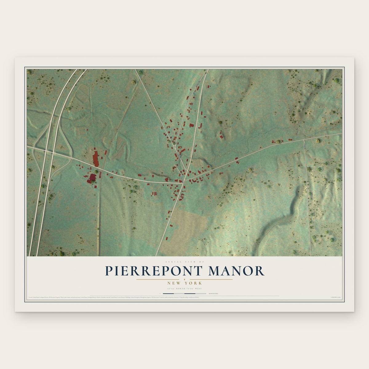 Pierrepont Manor, New York map print, the full design
