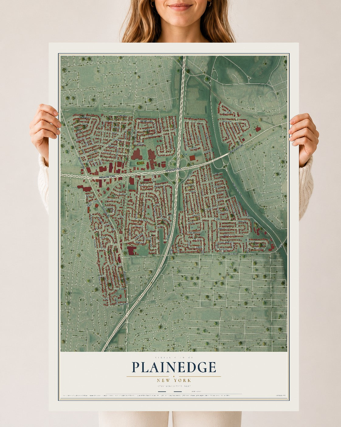 Plainedge, New York map print, 24" x 36" Archival Matte Print mockup
