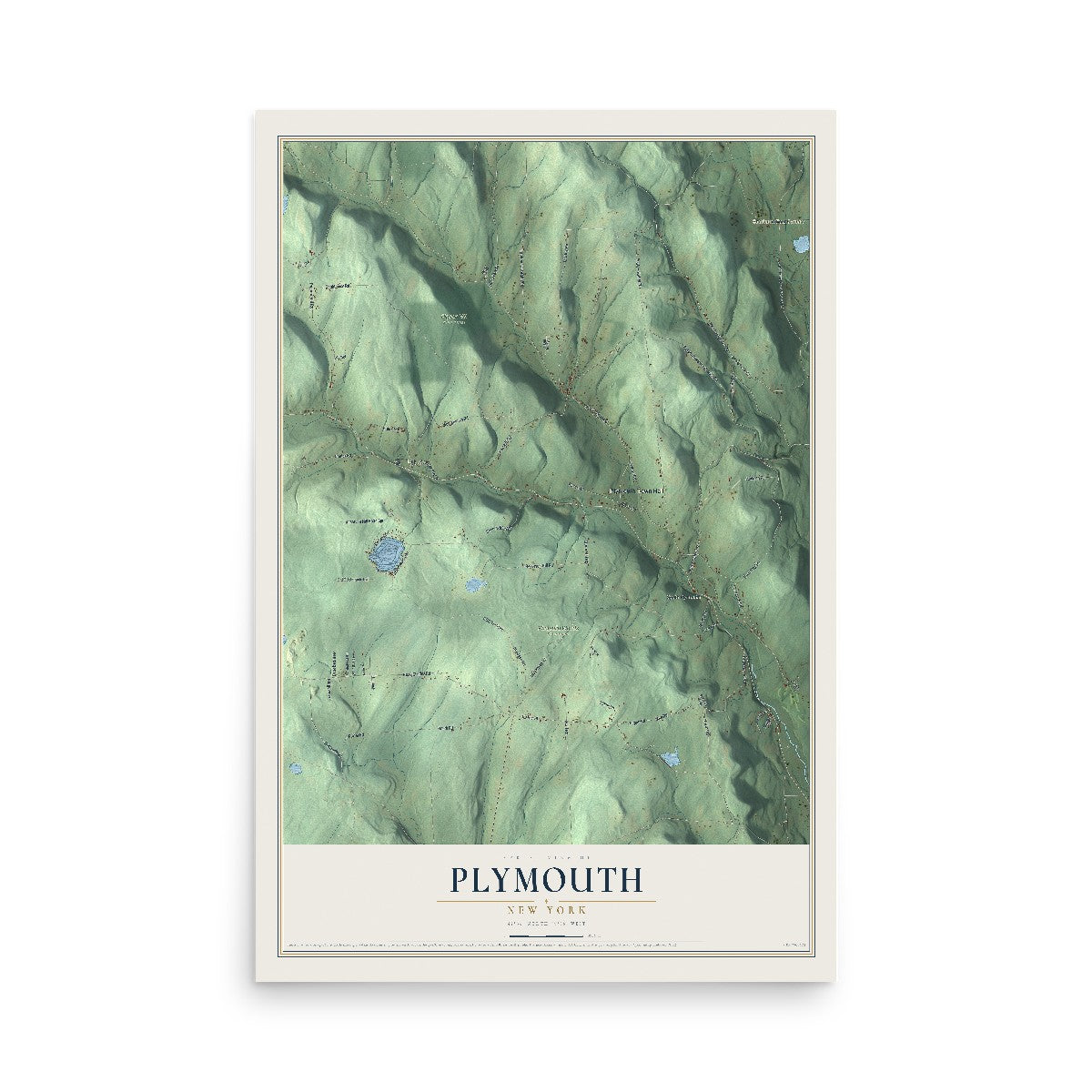 Plymouth, New York map print, 12" x 18" Archival Matte Print mockup