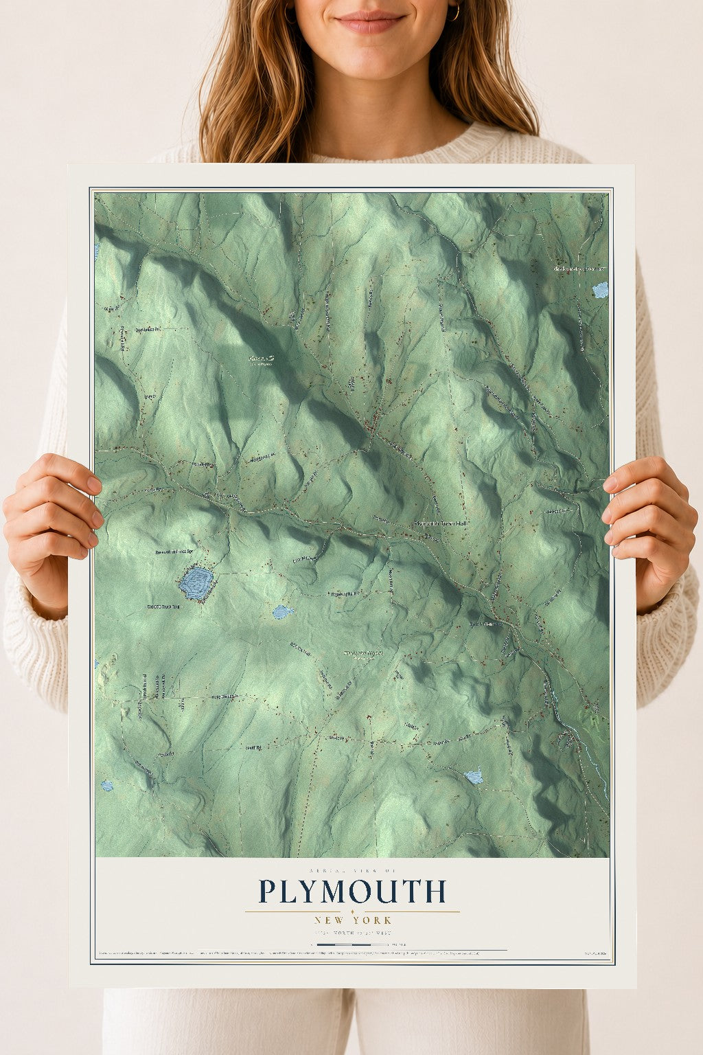 Plymouth, New York map print, 18" x 24" Archival Matte Print mockup