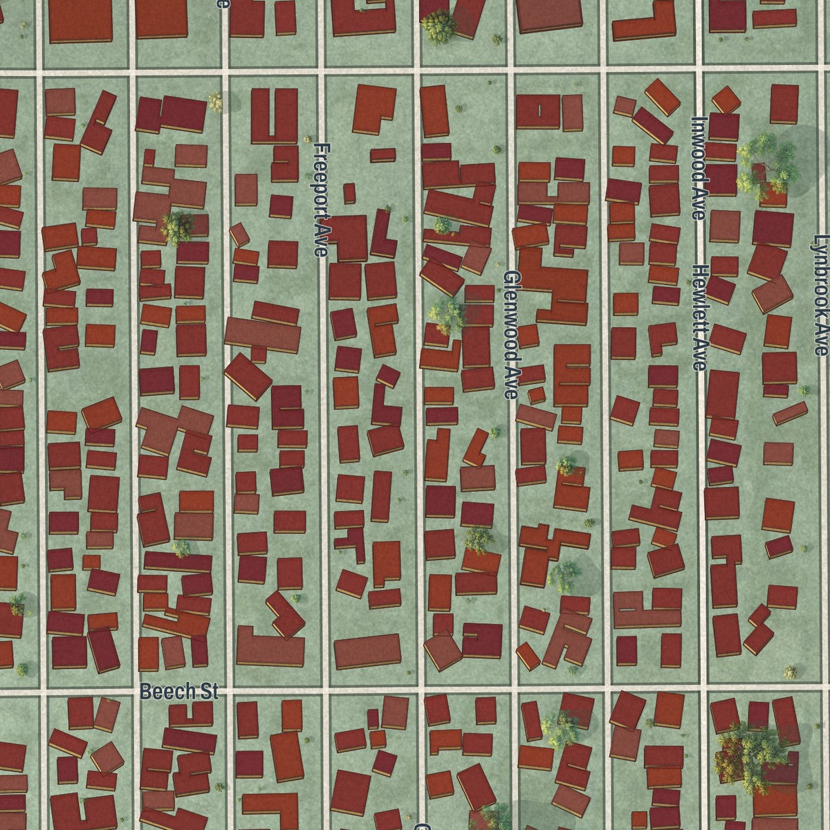 Close-up of the map of Point Lookout, New York print showing street and building detail