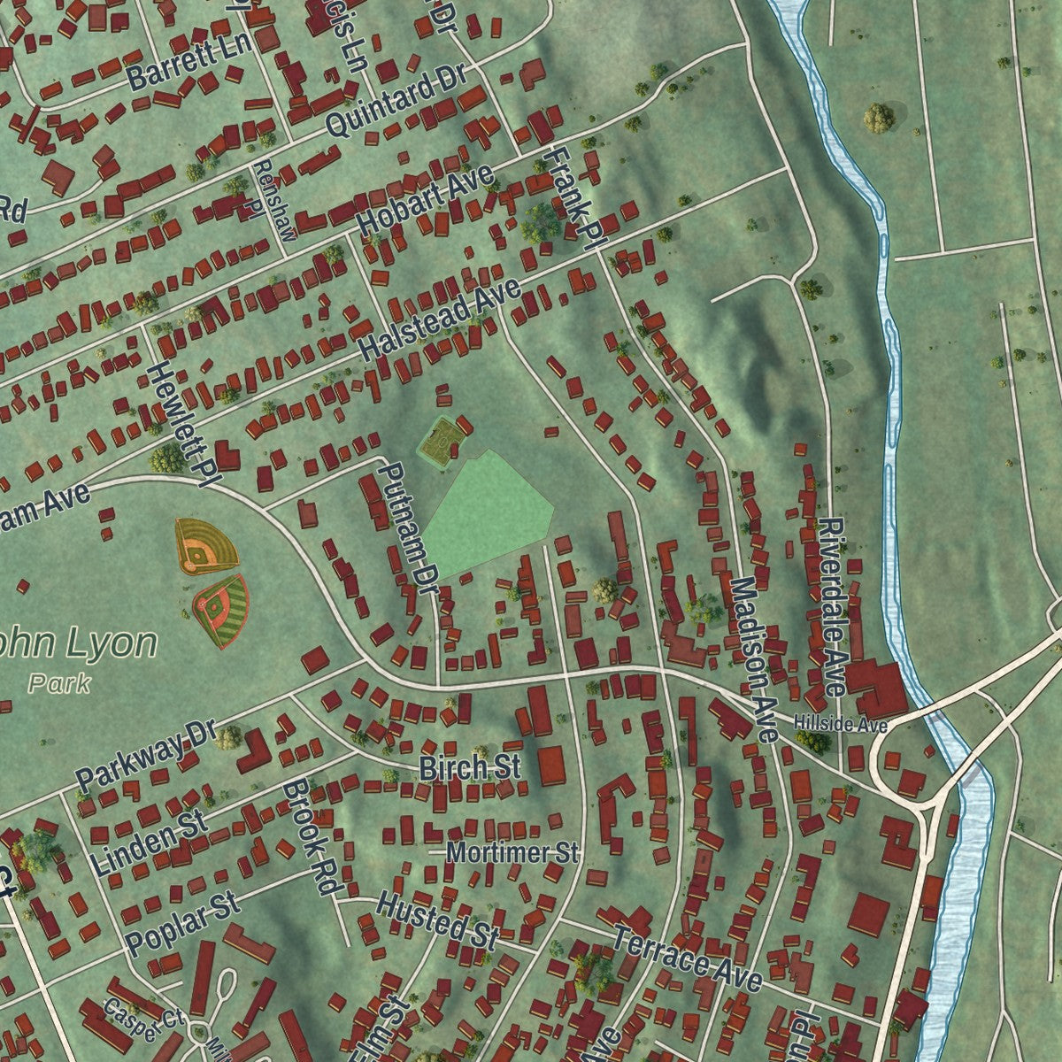 Close-up 2 of the Port Chester, New York map artwork