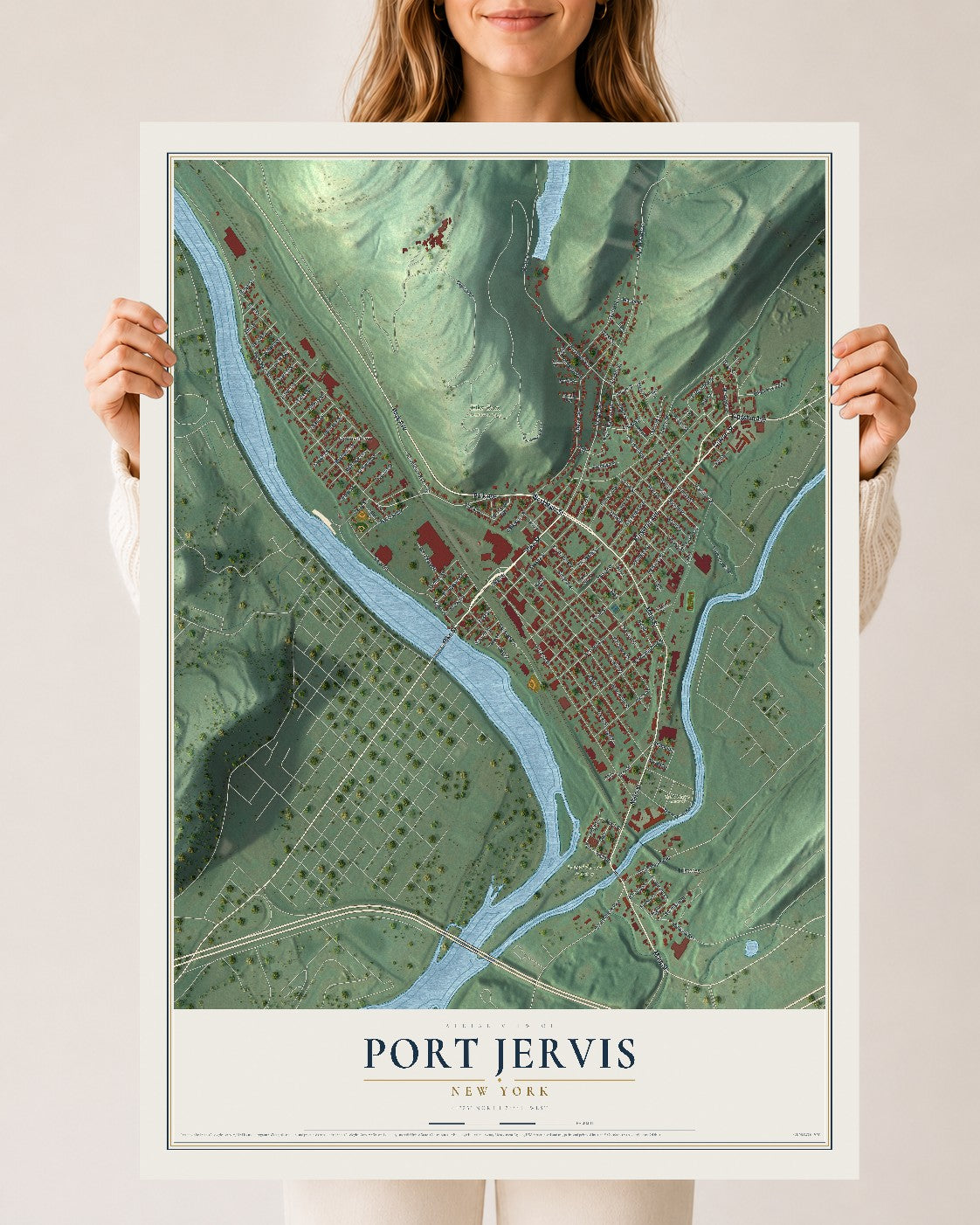 Map of Port Jervis, New York, 24 x 36 inch unframed archival matte print