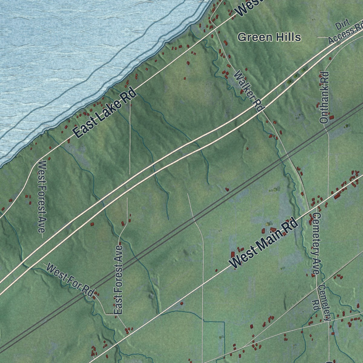 Close-up 2 of the Portland, New York map artwork