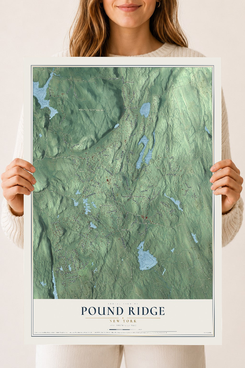 Map of Pound Ridge, New York, 18 x 24 inch unframed archival matte print