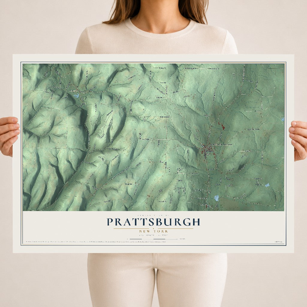 Prattsburgh, New York map print, 18" x 24" Archival Matte Print mockup
