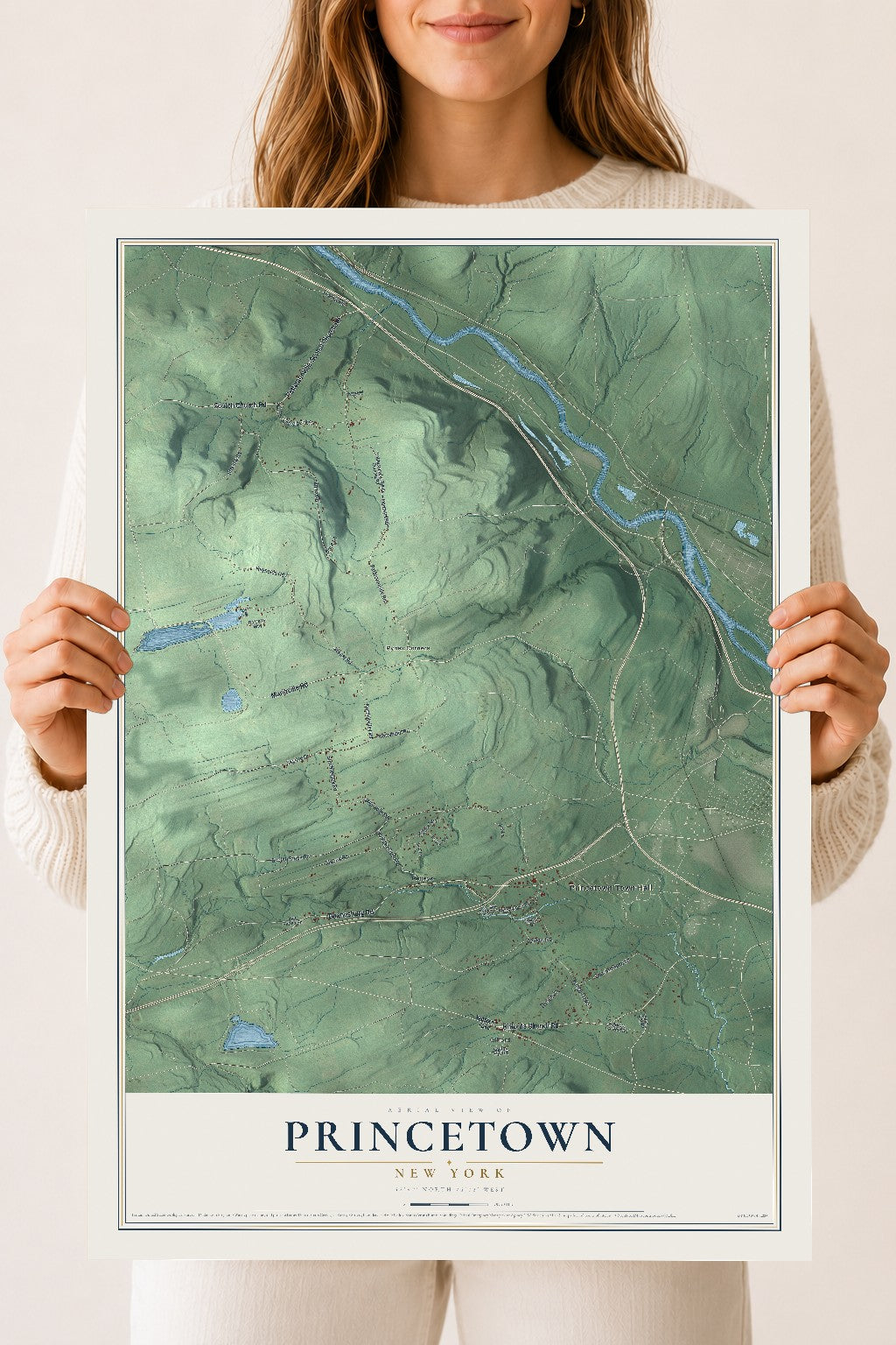 Princetown, New York map print, 18" x 24" Archival Matte Print mockup