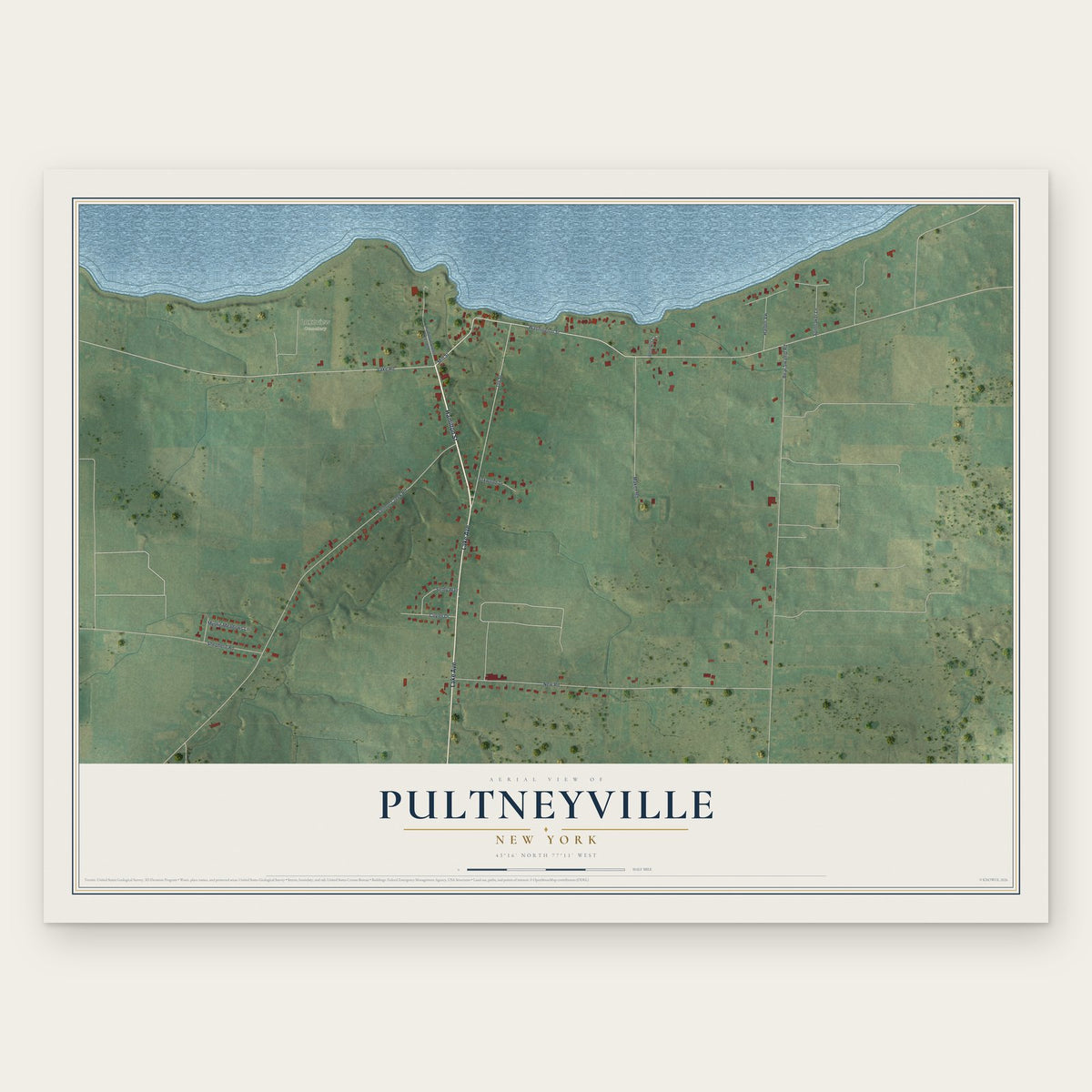 Pultneyville, New York map print, the full design