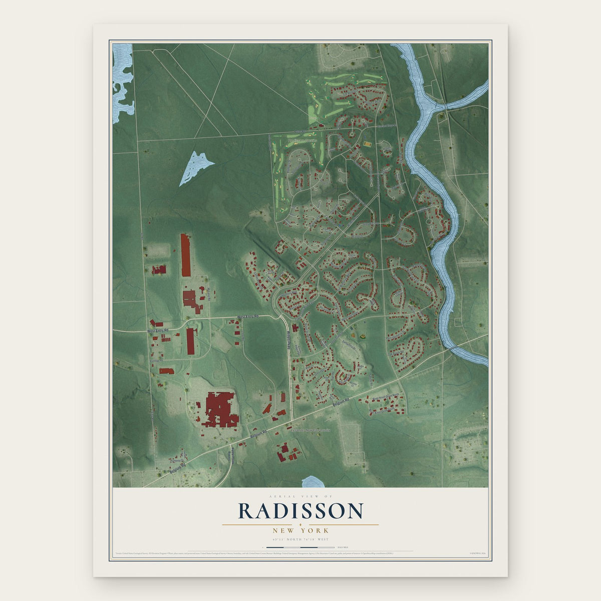 Radisson, New York map print, the full design