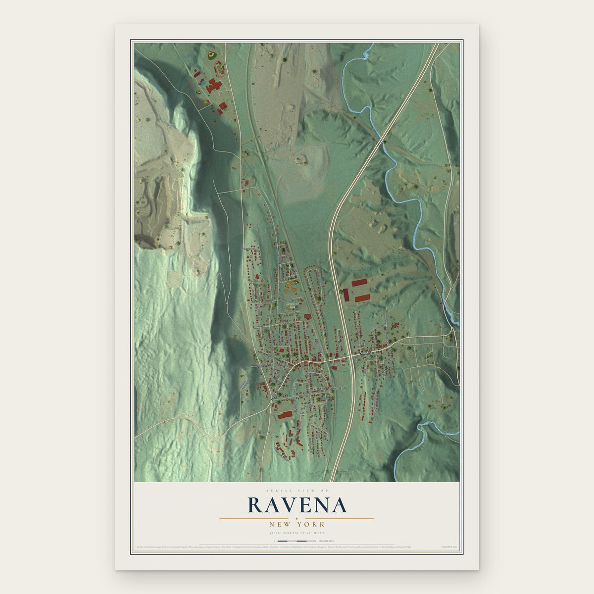 Ravena, New York map print, the full design