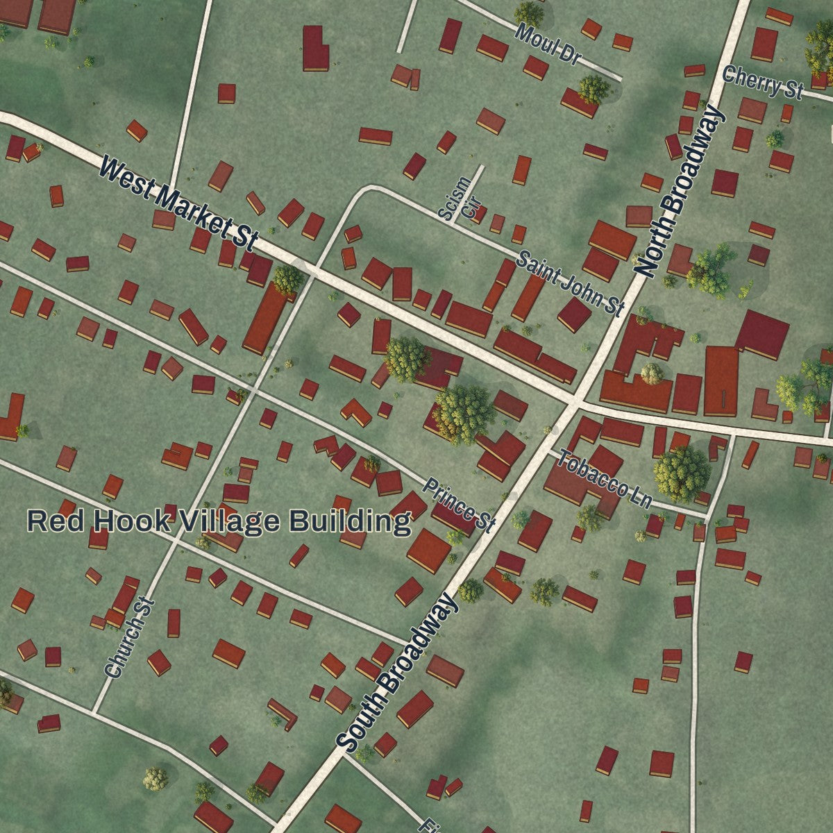 Close-up 1 of the Red Hook, New York map artwork