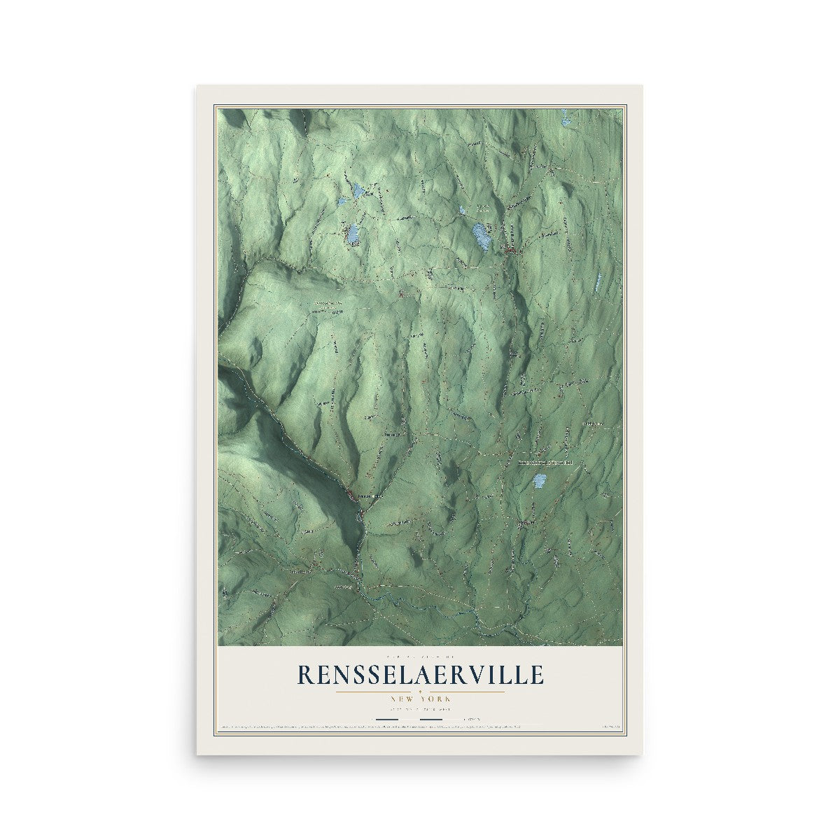 Rensselaerville, New York map print, 12" x 18" Archival Matte Print mockup