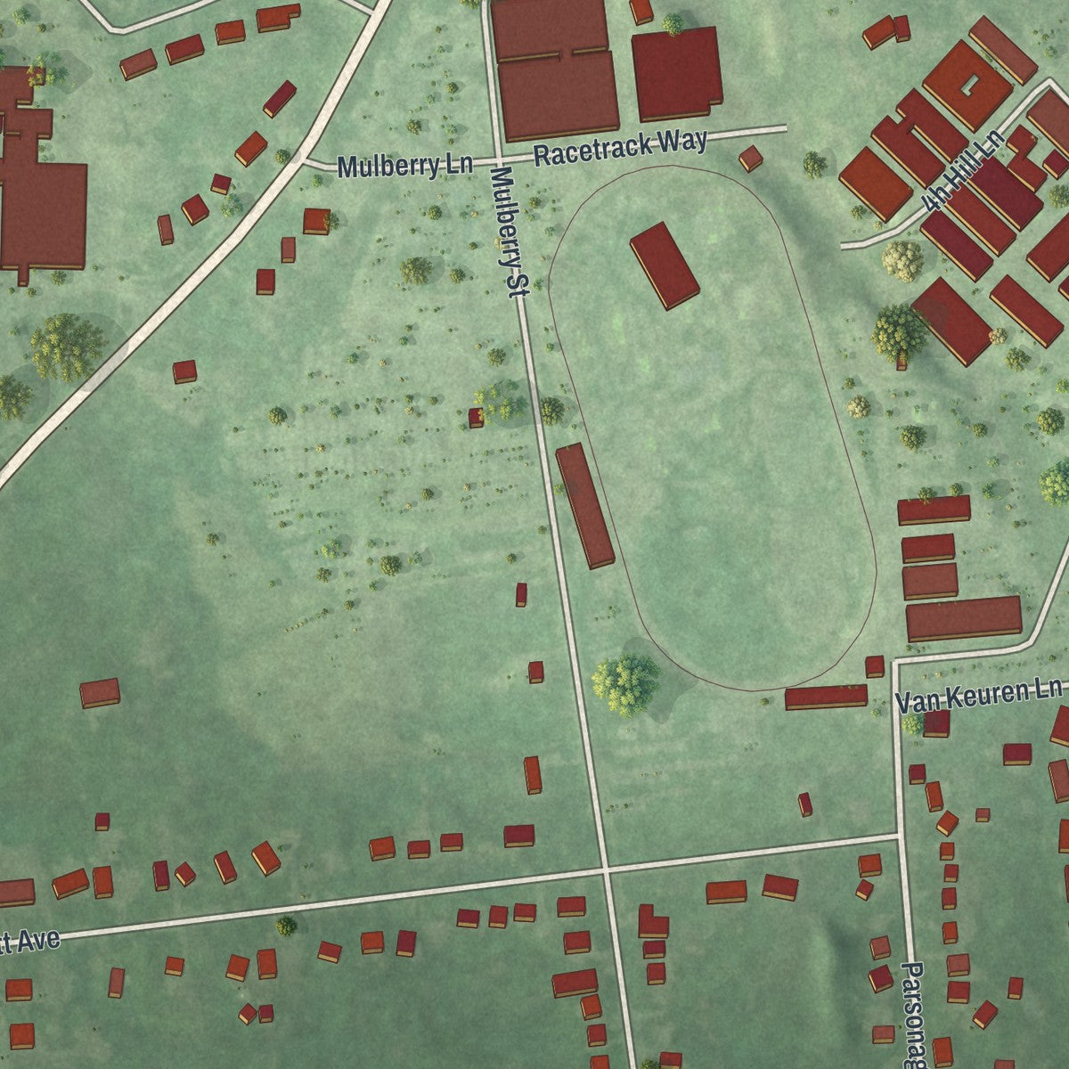 Close-up 2 of the Rhinebeck, New York map artwork