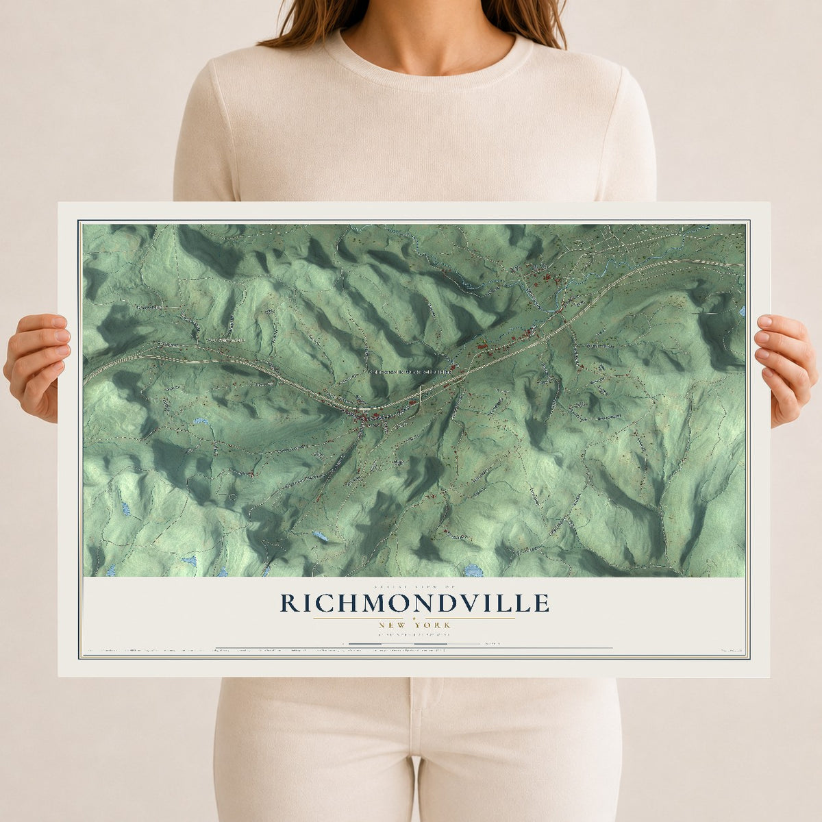 Richmondville, New York map print, 12" x 18" Archival Matte Print mockup