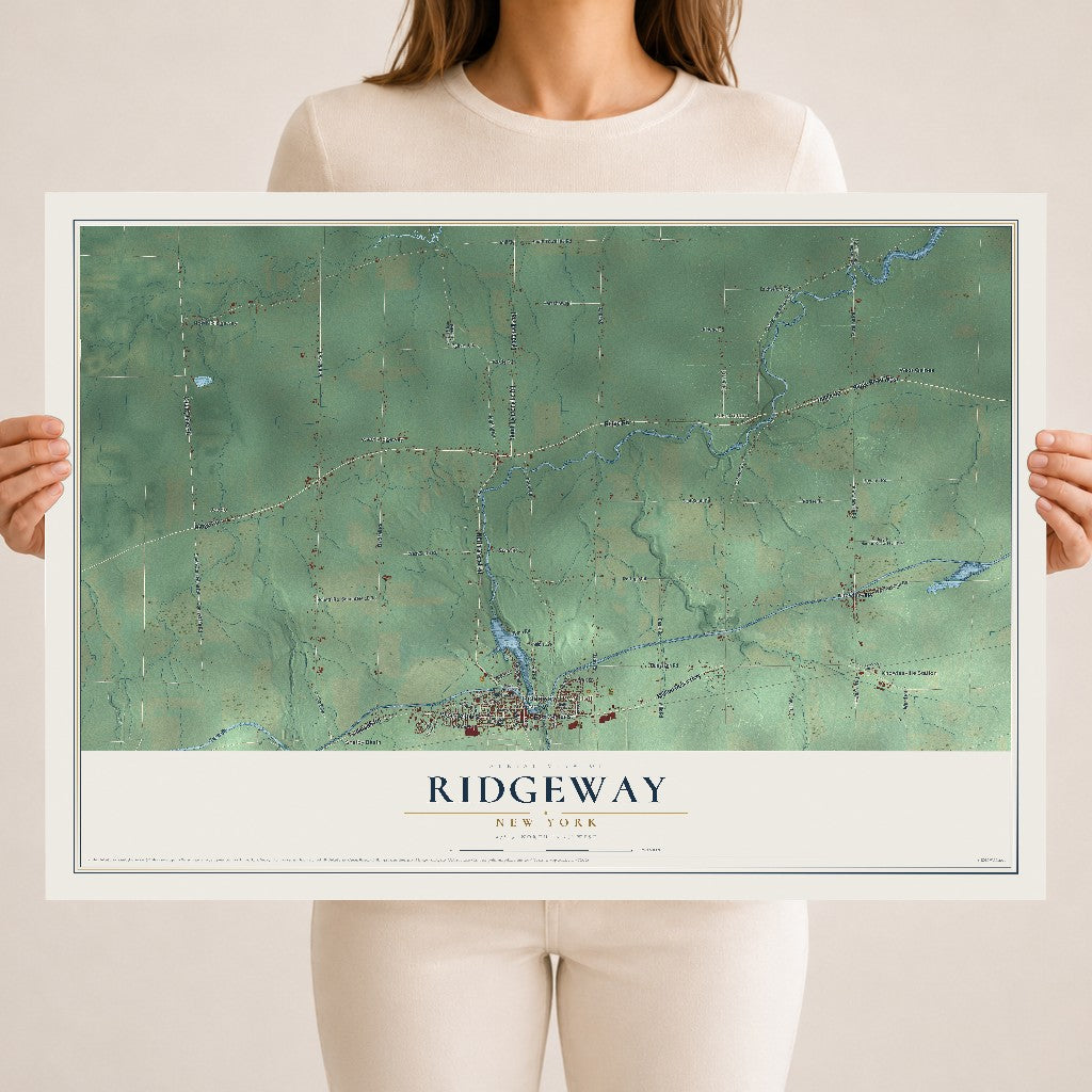 Ridgeway, New York map print, 18" x 24" Archival Matte Print mockup