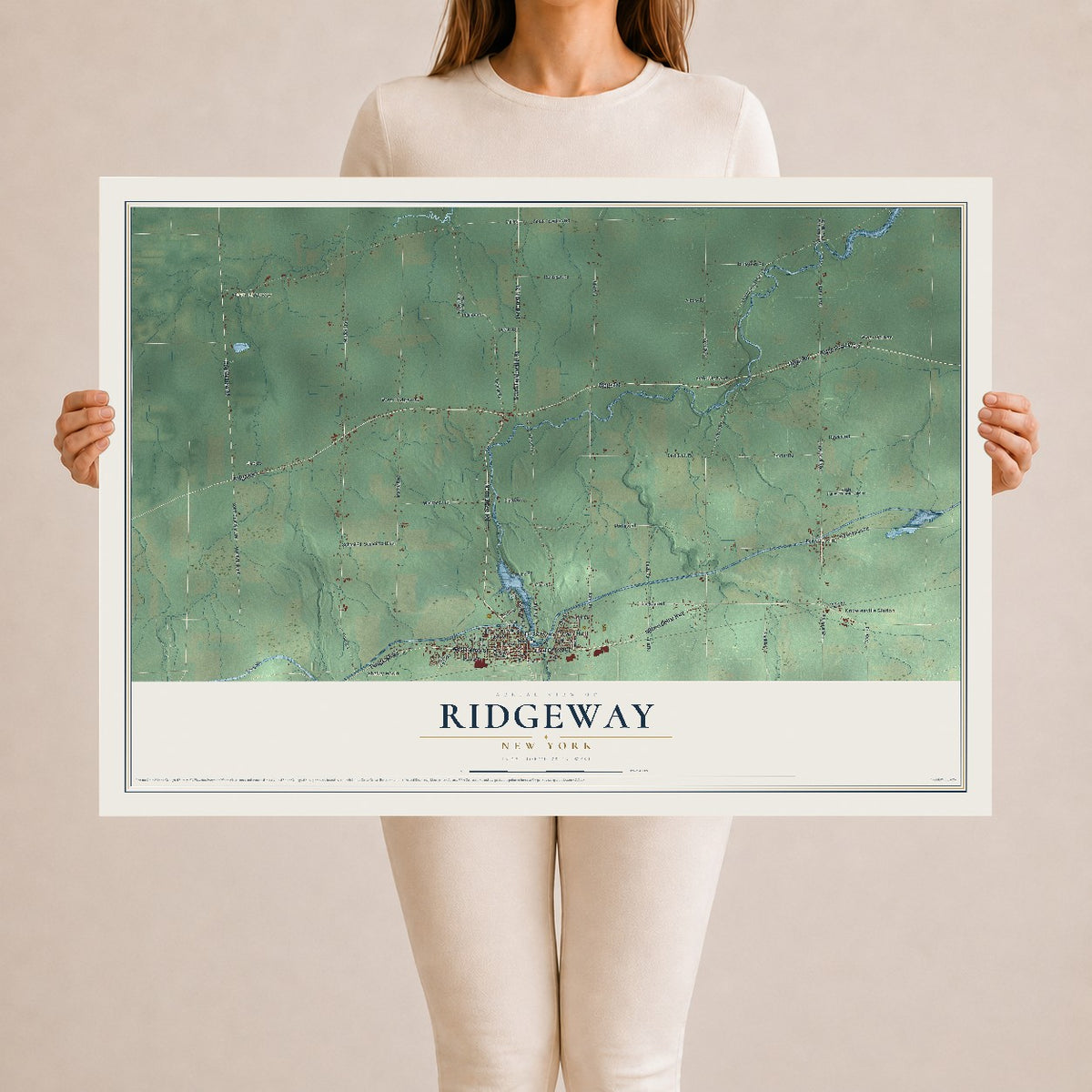 Ridgeway, New York map print, 24" x 36" Archival Matte Print mockup