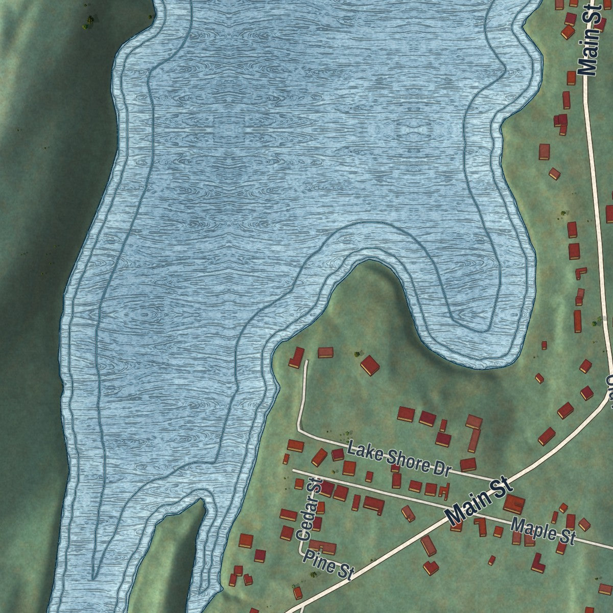 Close-up of the map of Rifton, New York print showing street and building detail