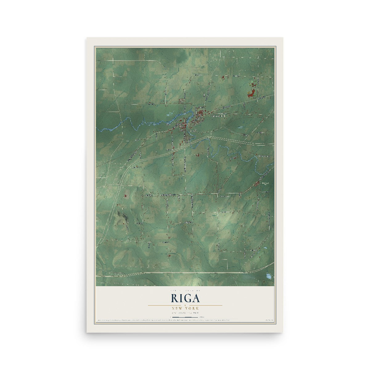 Riga, New York map print, 12" x 18" Archival Matte Print mockup
