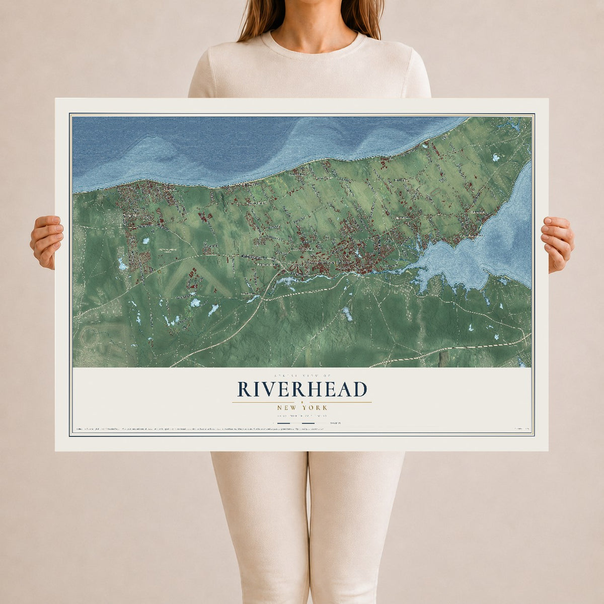 Riverhead, New York map print, 24" x 36" Archival Matte Print mockup