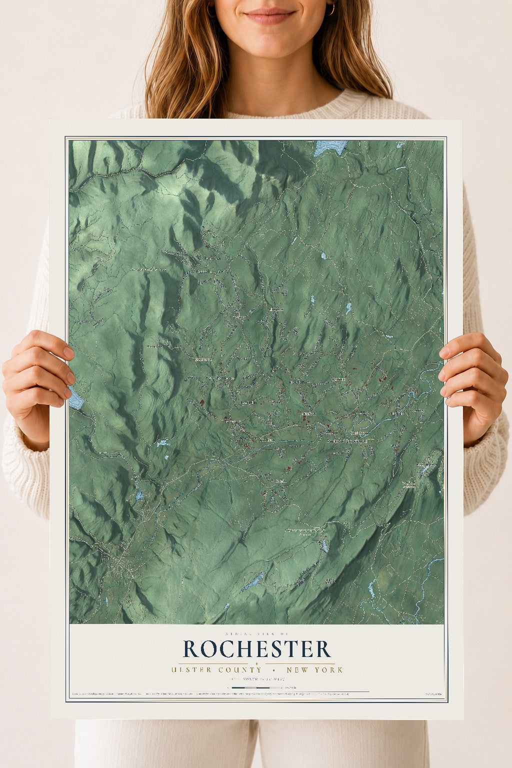 Rochester, New York map print, 18" x 24" Archival Matte Print mockup
