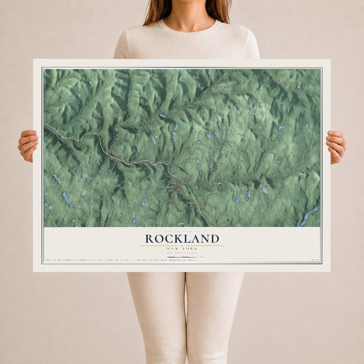 Rockland, New York map print, 24" x 36" Archival Matte Print mockup