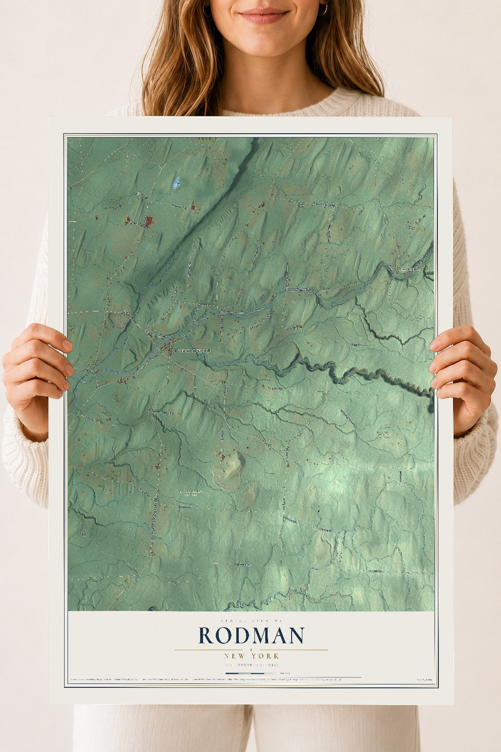 Rodman, New York map print, 18" x 24" Archival Matte Print mockup