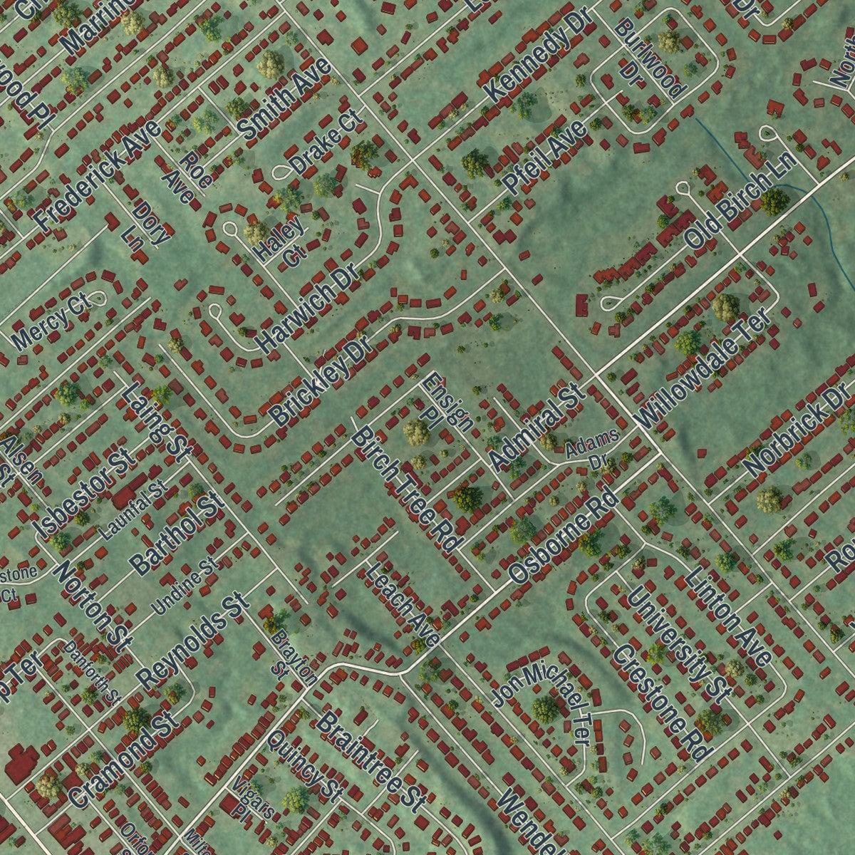 Close-up 1 of the Roessleville, New York map artwork