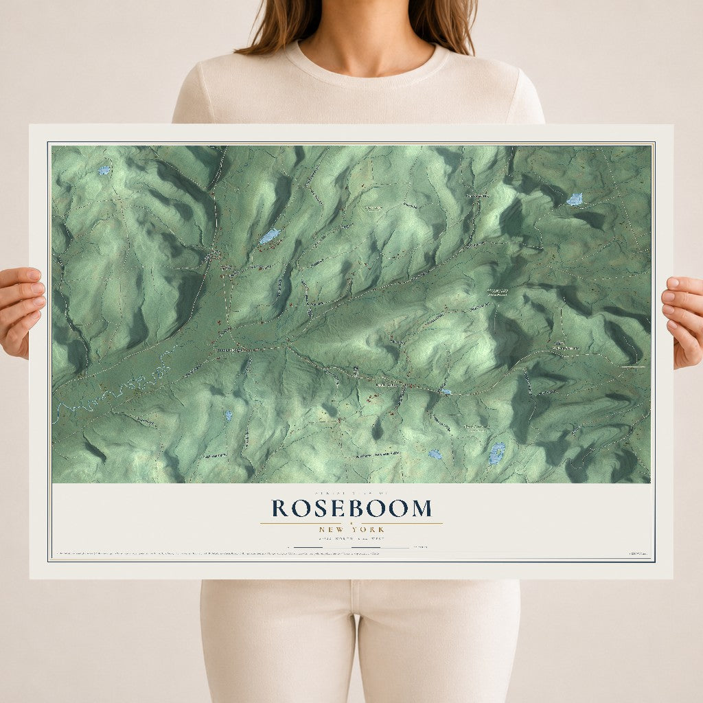 Roseboom, New York map print, 18" x 24" Archival Matte Print mockup