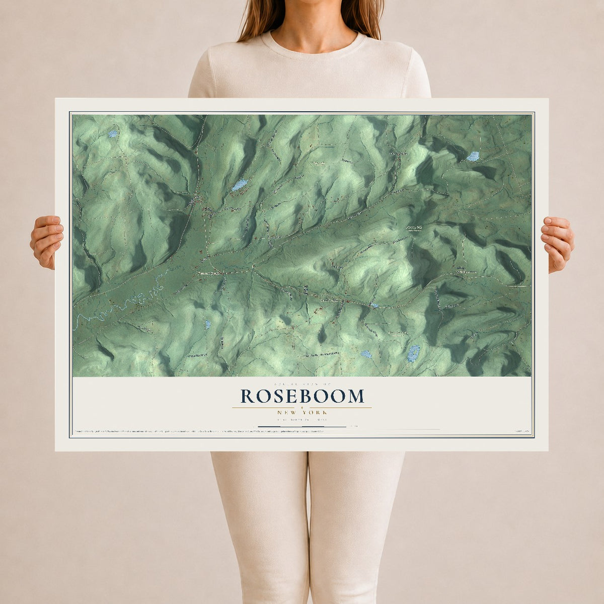 Roseboom, New York map print, 24" x 36" Archival Matte Print mockup