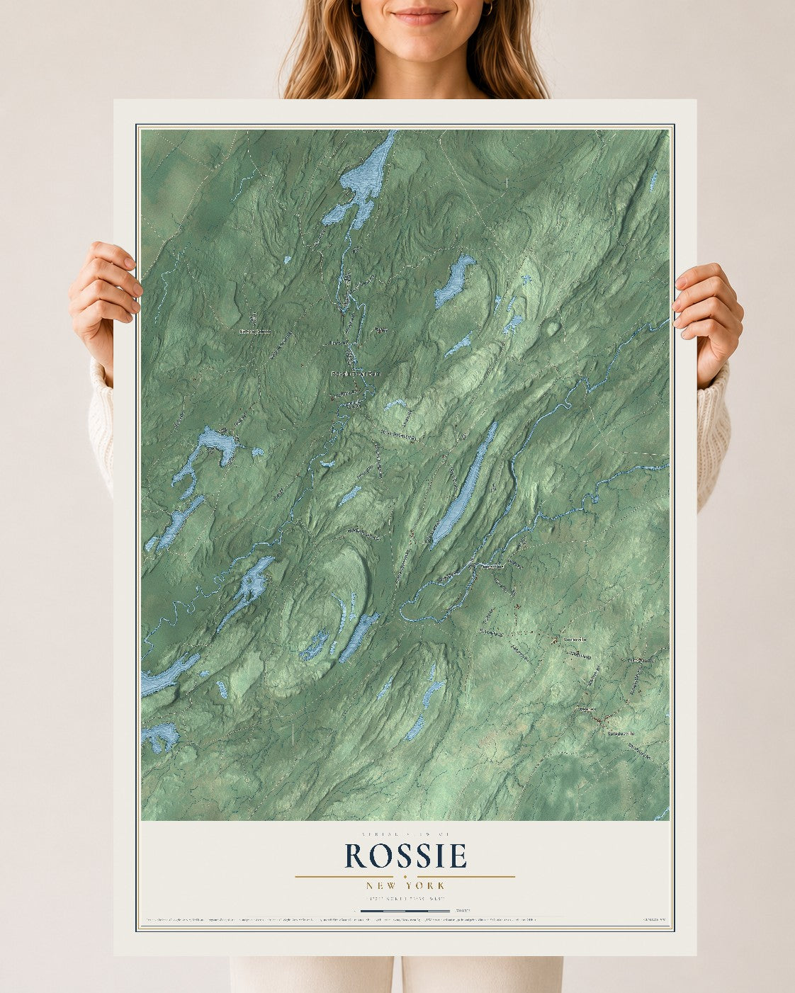 Rossie, New York map print, 24" x 36" Archival Matte Print mockup