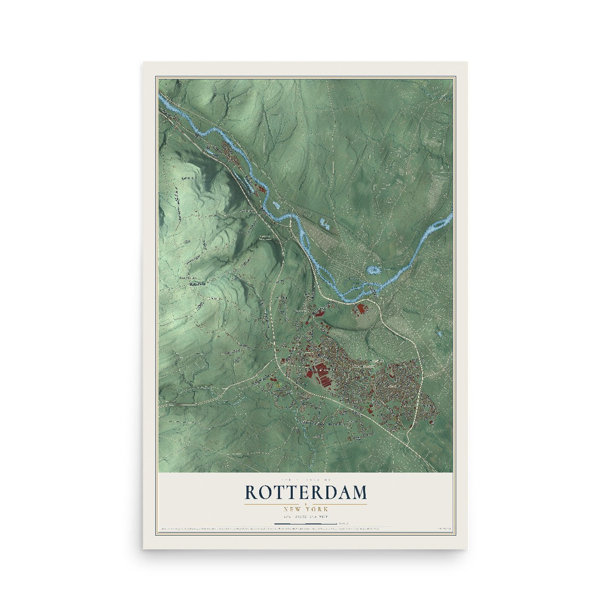 Rotterdam, New York map print, 12" x 18" Archival Matte Print mockup