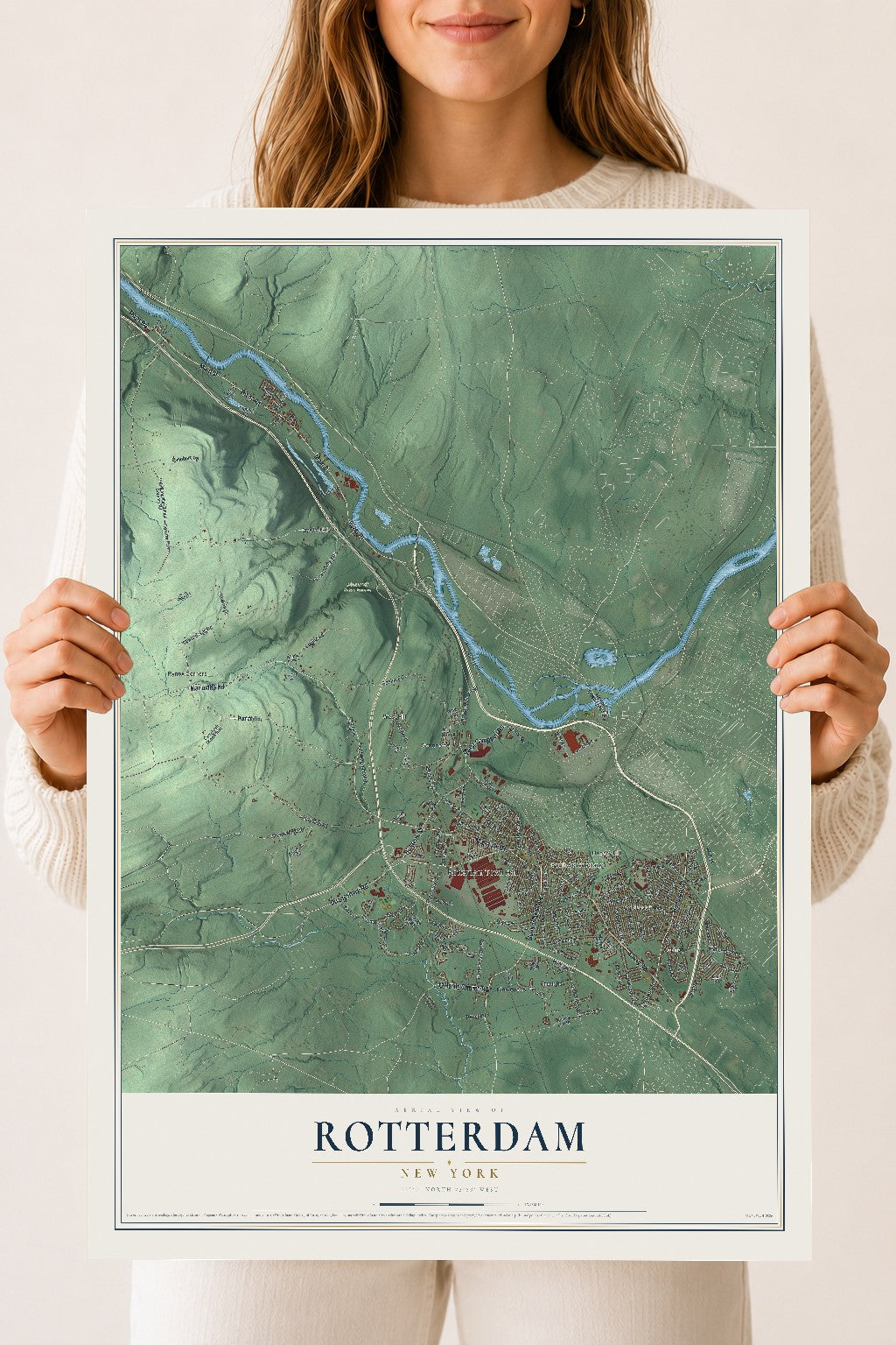 Rotterdam, New York map print, 18" x 24" Archival Matte Print mockup