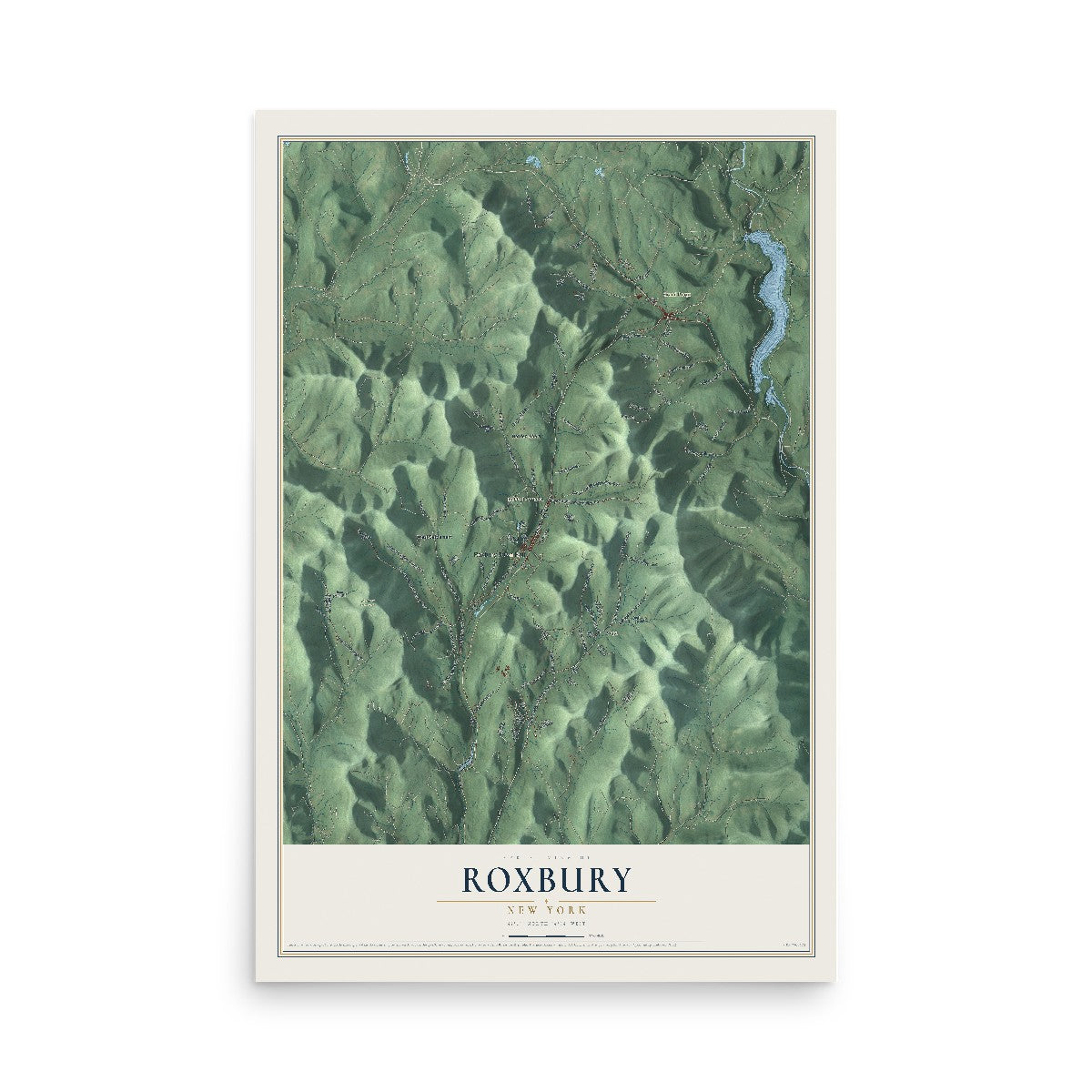Roxbury, New York map print, 12" x 18" Archival Matte Print mockup