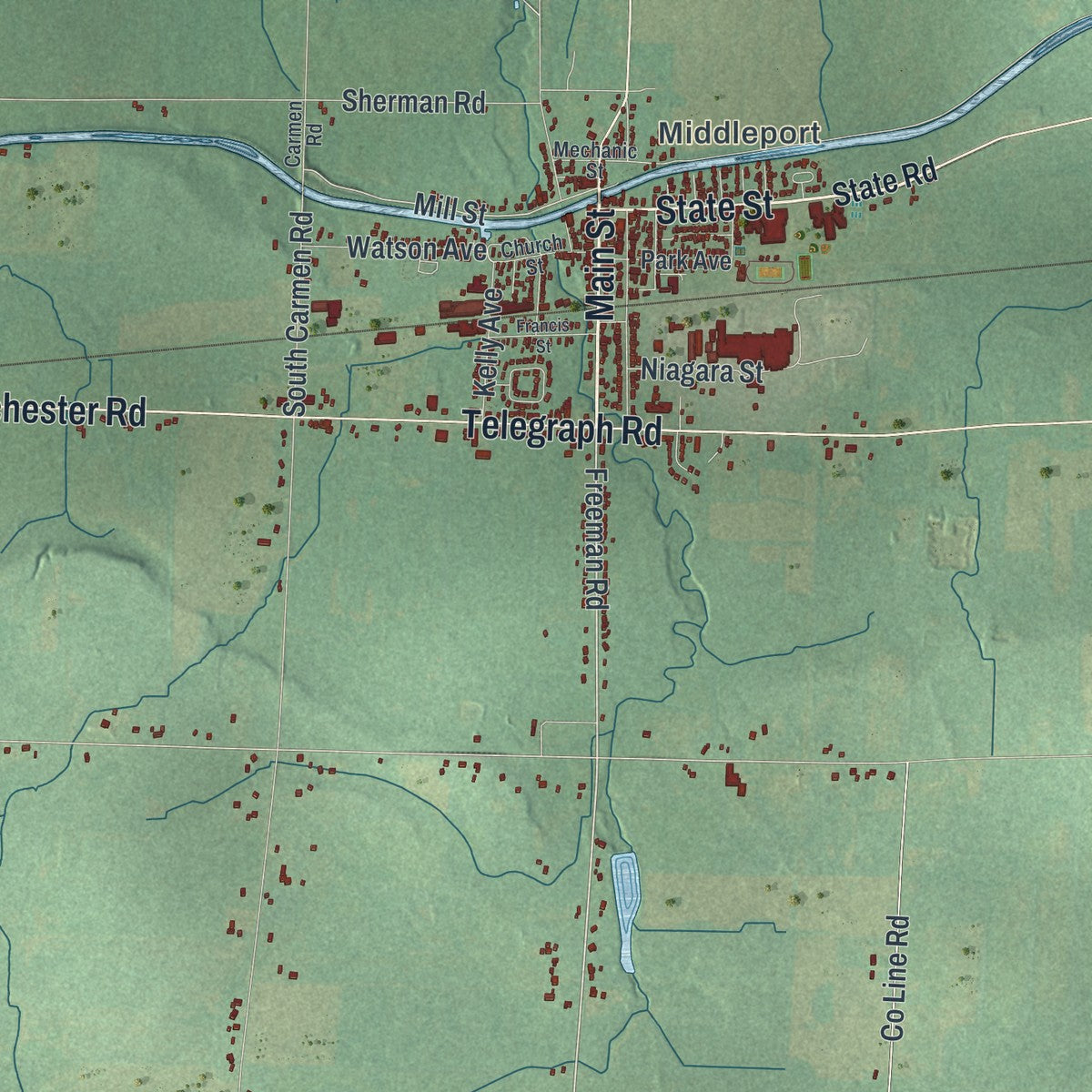 Close-up 1 of the Royalton, New York map artwork