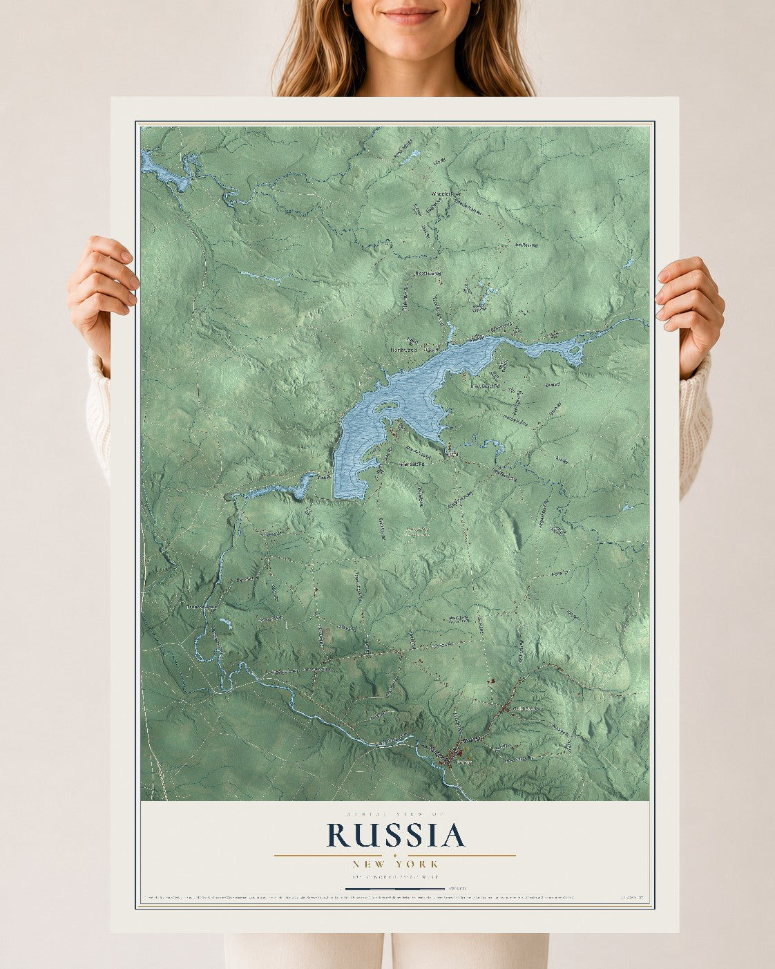 Russia, New York map print, 24" x 36" Archival Matte Print mockup