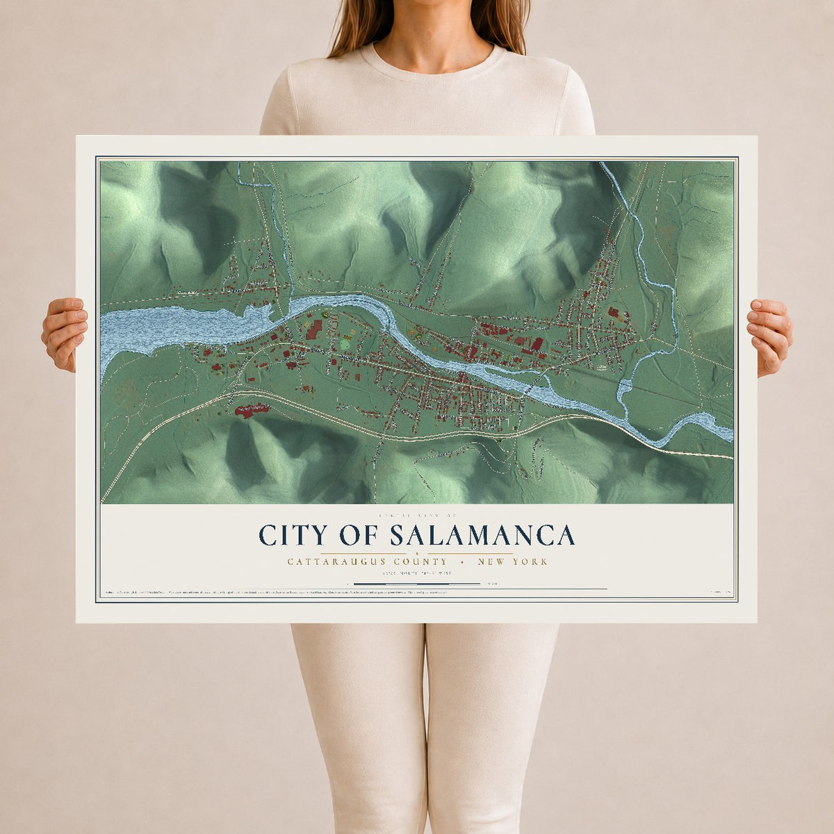 Map of the City of Salamanca, Cattaraugus County, New York, 24 x 36 inch unframed archival matte print
