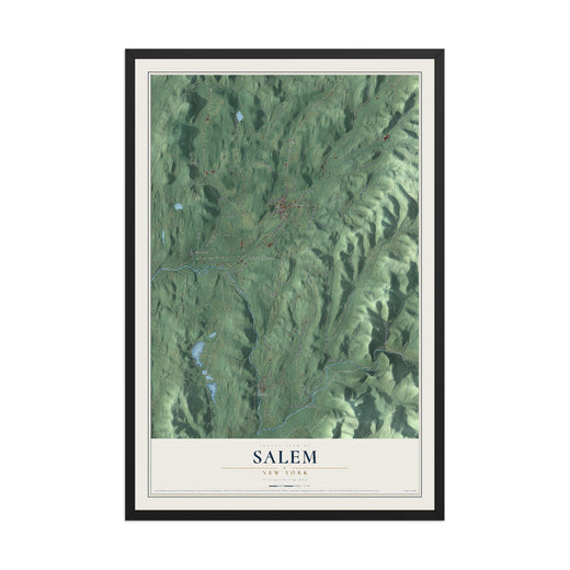 Map of Salem, New York, 12 x 18 inch print in a black wood frame