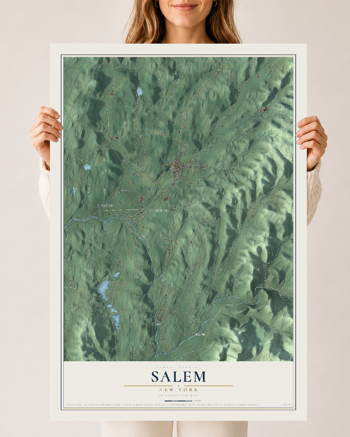 Salem, New York map print, 24" x 36" Archival Matte Print mockup