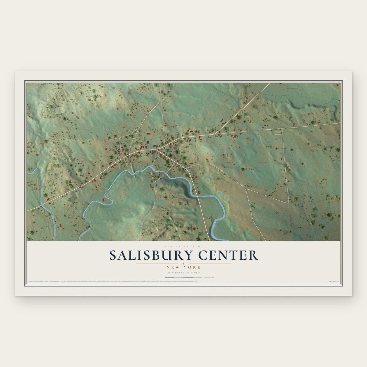 Salisbury Center, New York map print, the full design