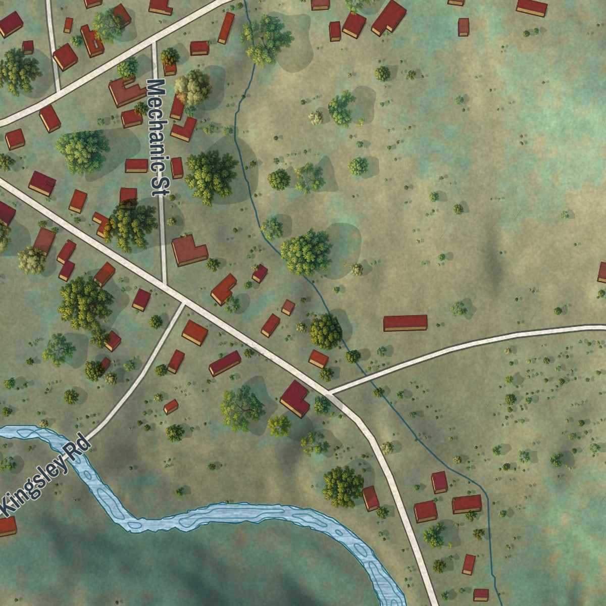 Close-up of the map of Salisbury Center, New York print showing street and building detail