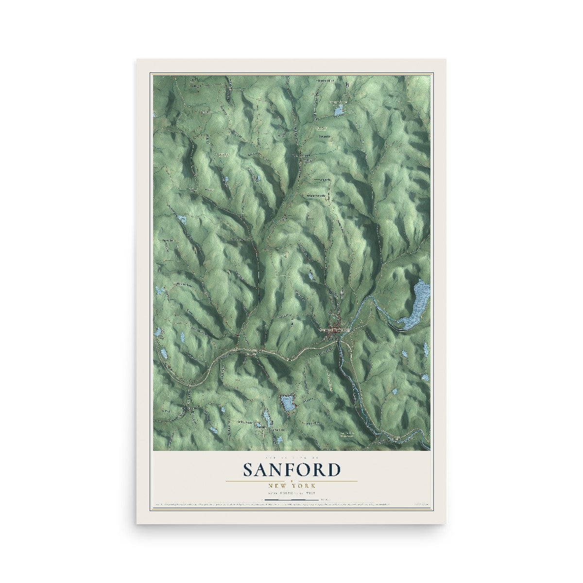 Sanford, New York map print, 12" x 18" Archival Matte Print mockup