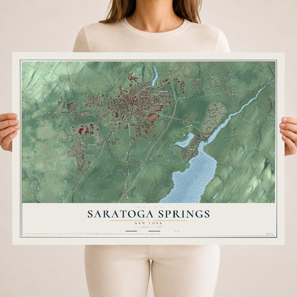 Saratoga Springs, New York map print, 18" x 24" Archival Matte Print mockup